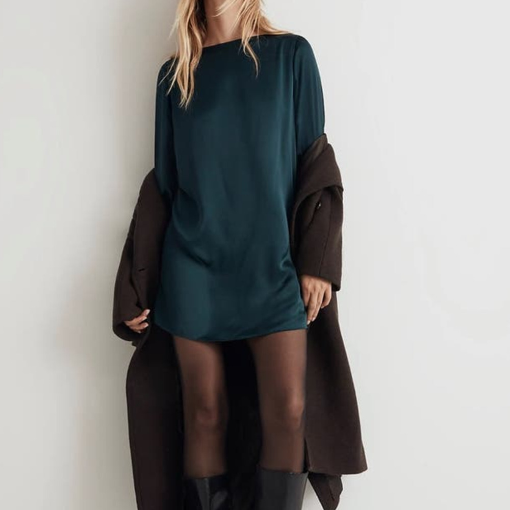 Madewell  Shift Mini Dress Smoky Spruce Dark Green size L